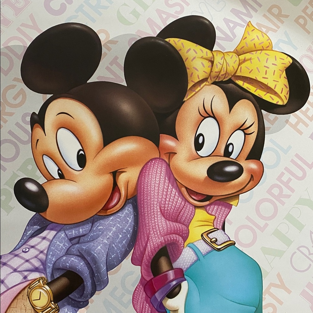 Adorable Disney Mickey and Minnie Poster-  Vintage - New in Pkg
